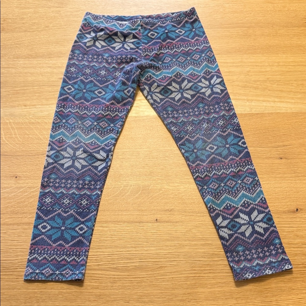 Faded Glory Kids Leggings with Blue and Purple Pattern